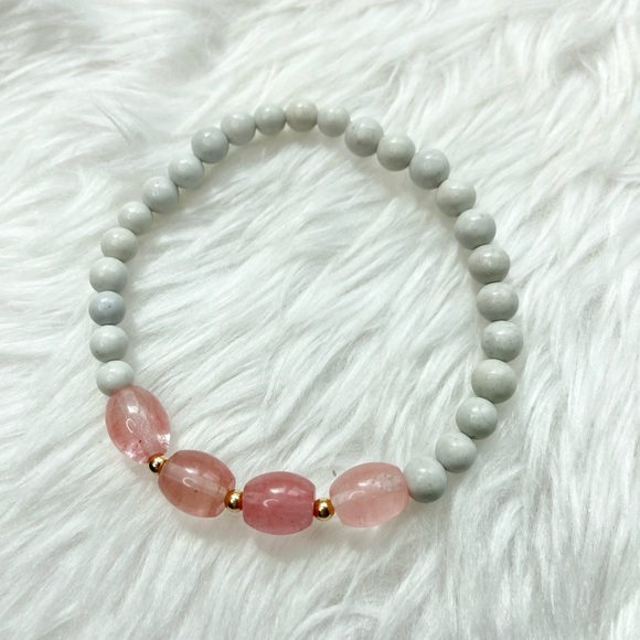 Riverstone Jasper/Cherry Quartz Healing Bracelet - Picture 3 of 6
